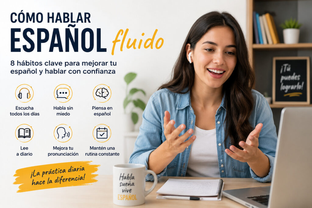 Cómo hablar español fluido: 8 hábitos clave que te ayudarán a mejorar tu nivel de español rápidamente.
